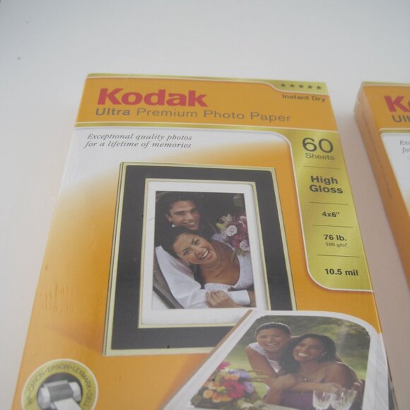 Kodak Set of Two 60 Sheets 4x6 Ultra Premium Photo Paper High Gloss Instant Dry - Picture 2 of 3